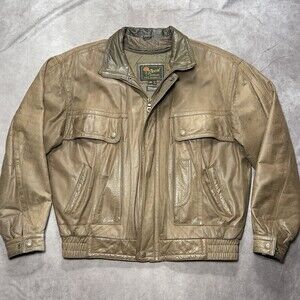 VTG Leather Bomber Jacket Mens Large 44 Brown Reed Sportswear Oklahoma Seal